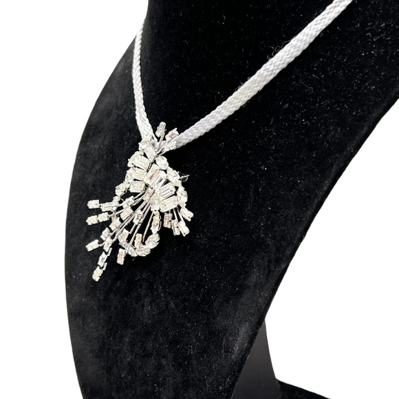 VINTAGE STAR ART STERLING CLEAR RHINESTONE CRYSTAL BROOCH PENDANT - Picture 10 of 13